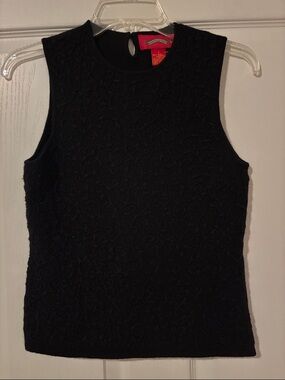Shanghai Tang Beaded Embroidered Wool/Angora Sleeveless Top Sz S